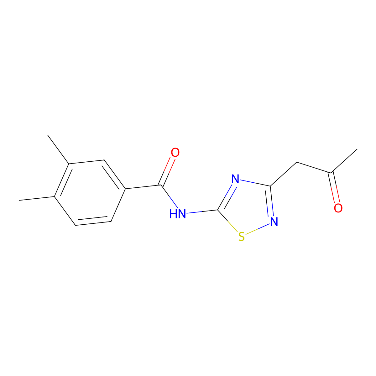3,4-dimethyl-N-[3-(2-oxopropyl)-1,2,4-thiadiazol-5-yl]benzamide molecular structure, CAS 1255785-13-7
