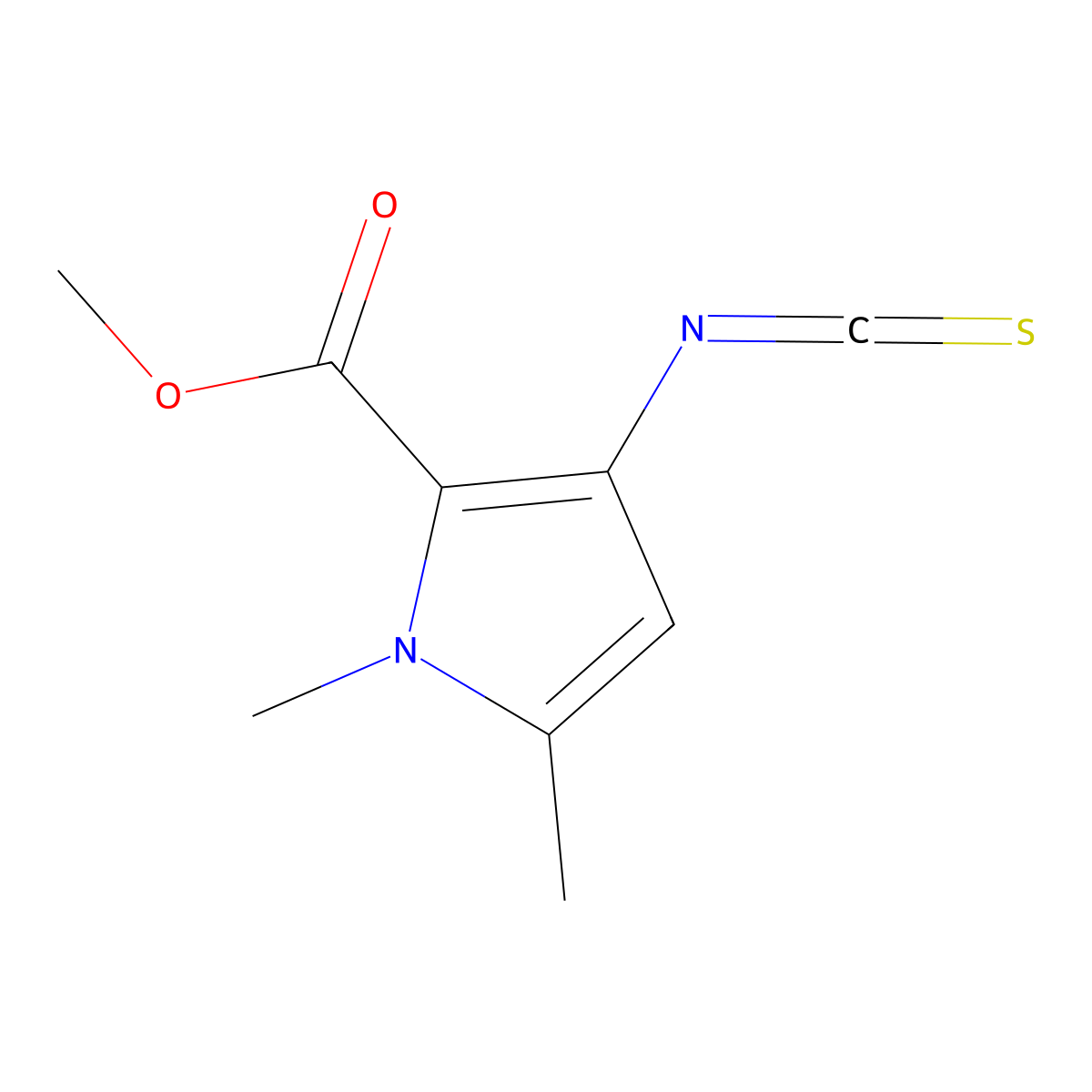methyl 3-isothiocyanato-1,5-dimethyl-1H-pyrrole-2-carboxylate molecular structure, CAS 1255785-23-9