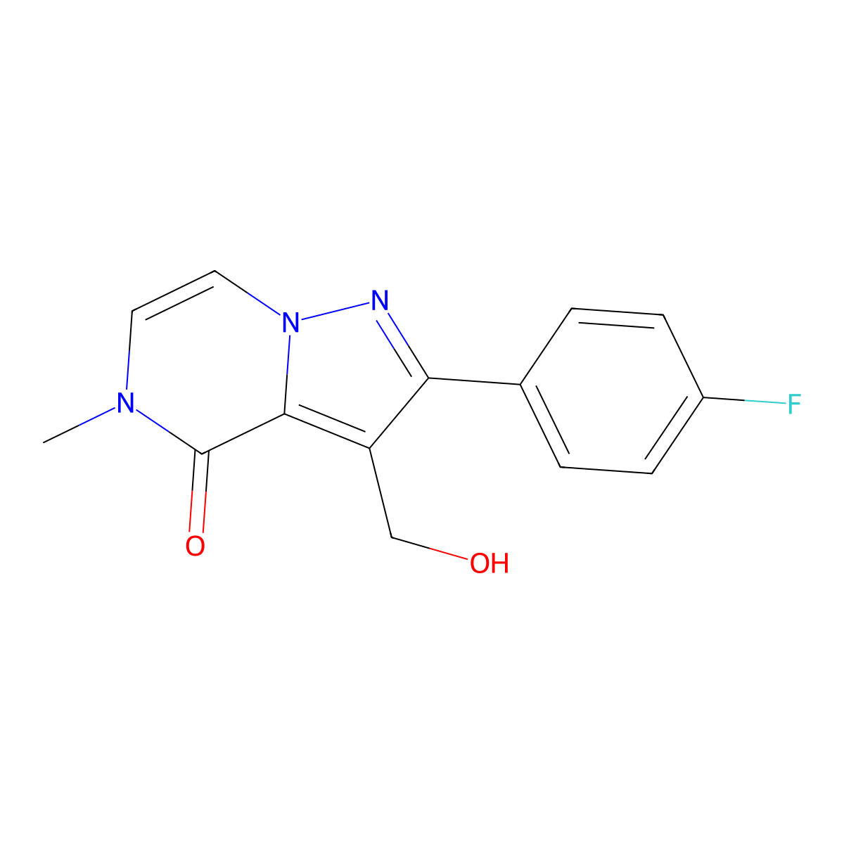 2-(4-fluorophenyl)-3-(hydroxymethyl)-5-methylpyrazolo[1,5-a]pyrazin-4(5H)-one molecular structure, CAS 1255785-35-3