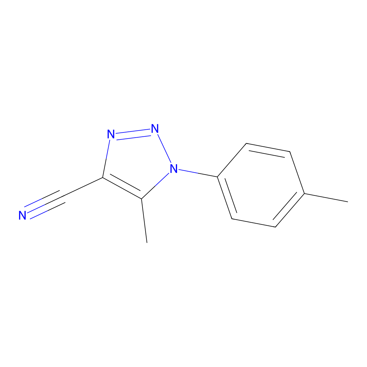 5-methyl-1-(4-methylphenyl)-1H-1,2,3-triazole-4-carbonitrile molecular structure, CAS 1255785-39-7