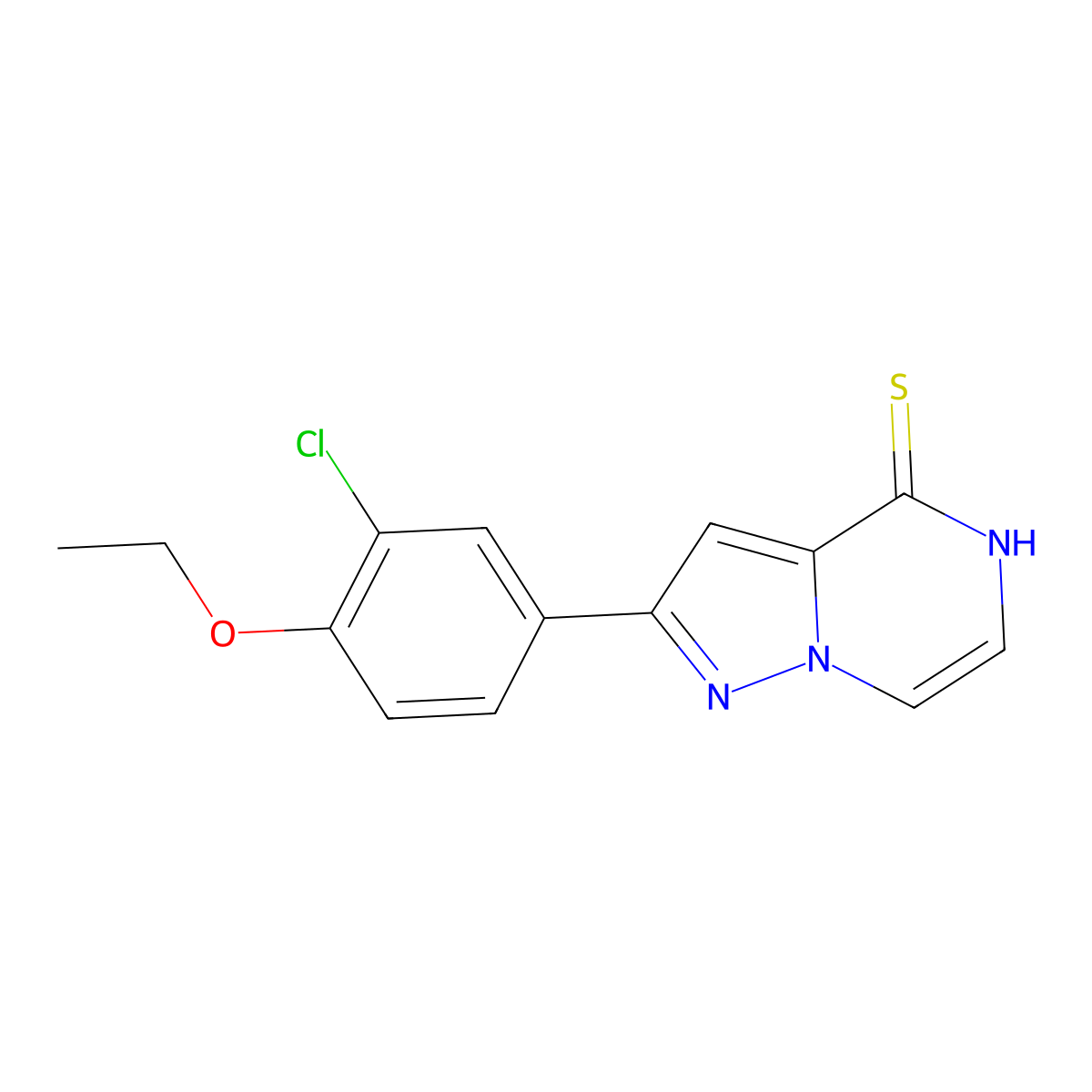 2-(3-chloro-4-ethoxyphenyl)pyrazolo[1,5-a]pyrazine-4(5H)-thione molecular structure, CAS 1255785-52-4