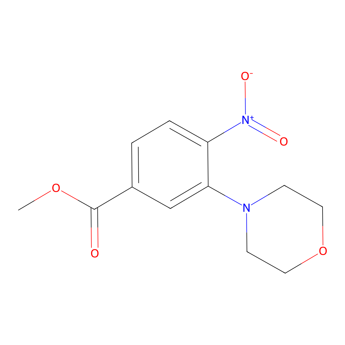 Methyl 3-(morpholin-4-yl)-4-nitrobenzoate molecular structure, CAS 1255785-89-7
