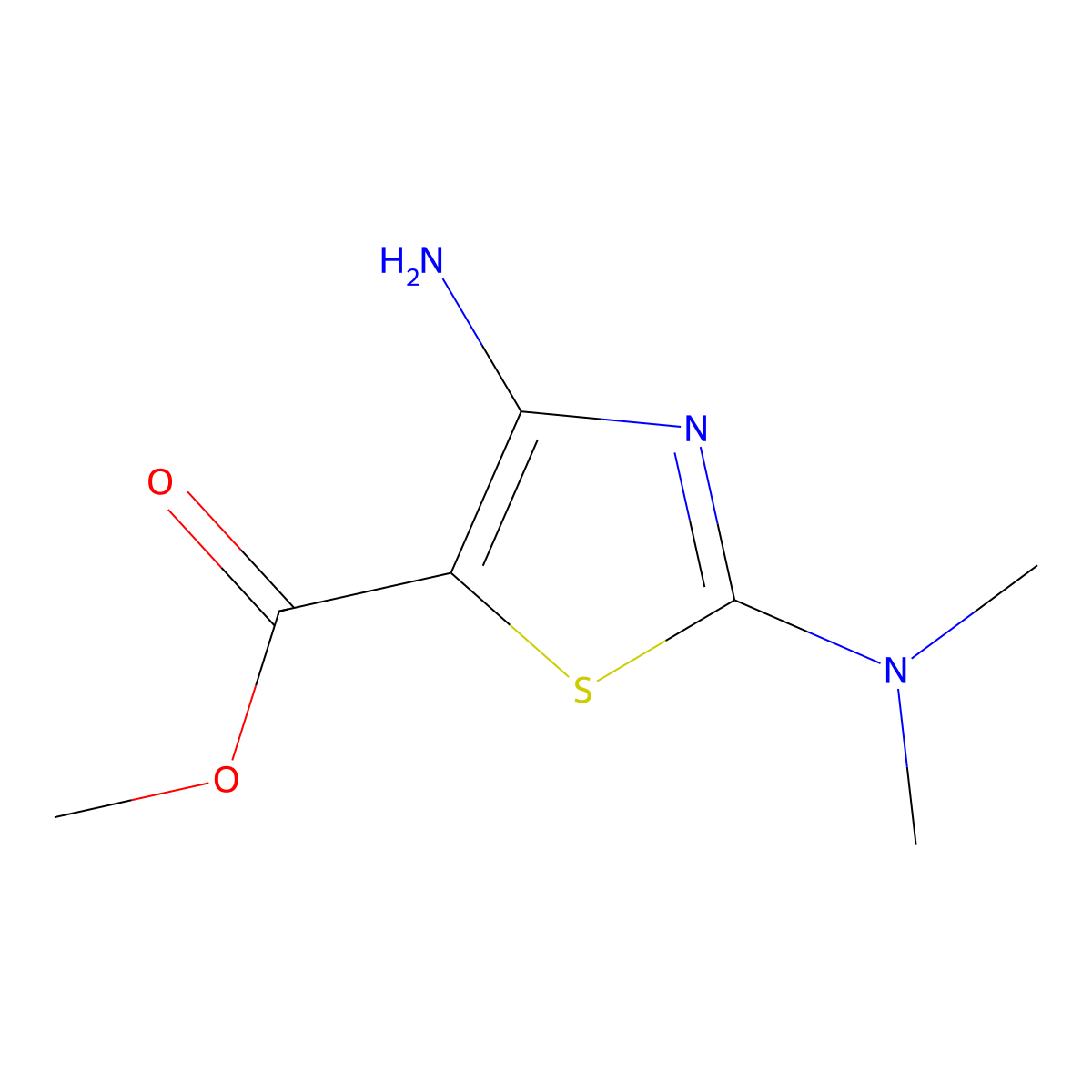 Methyl 4-amino-2-(dimethylamino)-1,3-thiazole-5-carboxylate molecular structure, CAS 1255785-90-0