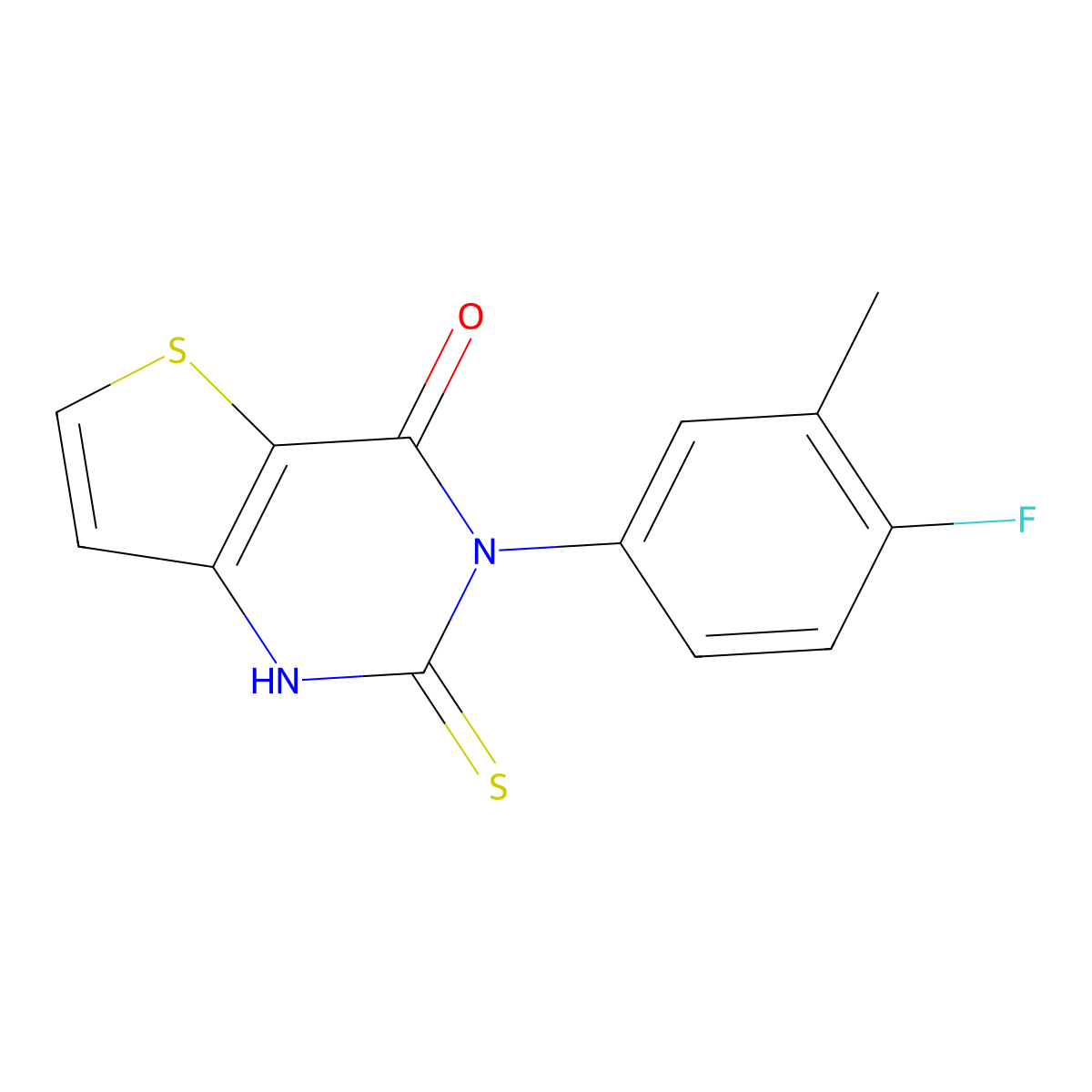 3-(4-fluoro-3-methylphenyl)-2-thioxo-2,3-dihydrothieno[3,2-d]pyrimidin-4(1H)-one molecular structure, CAS 1255786-08-3