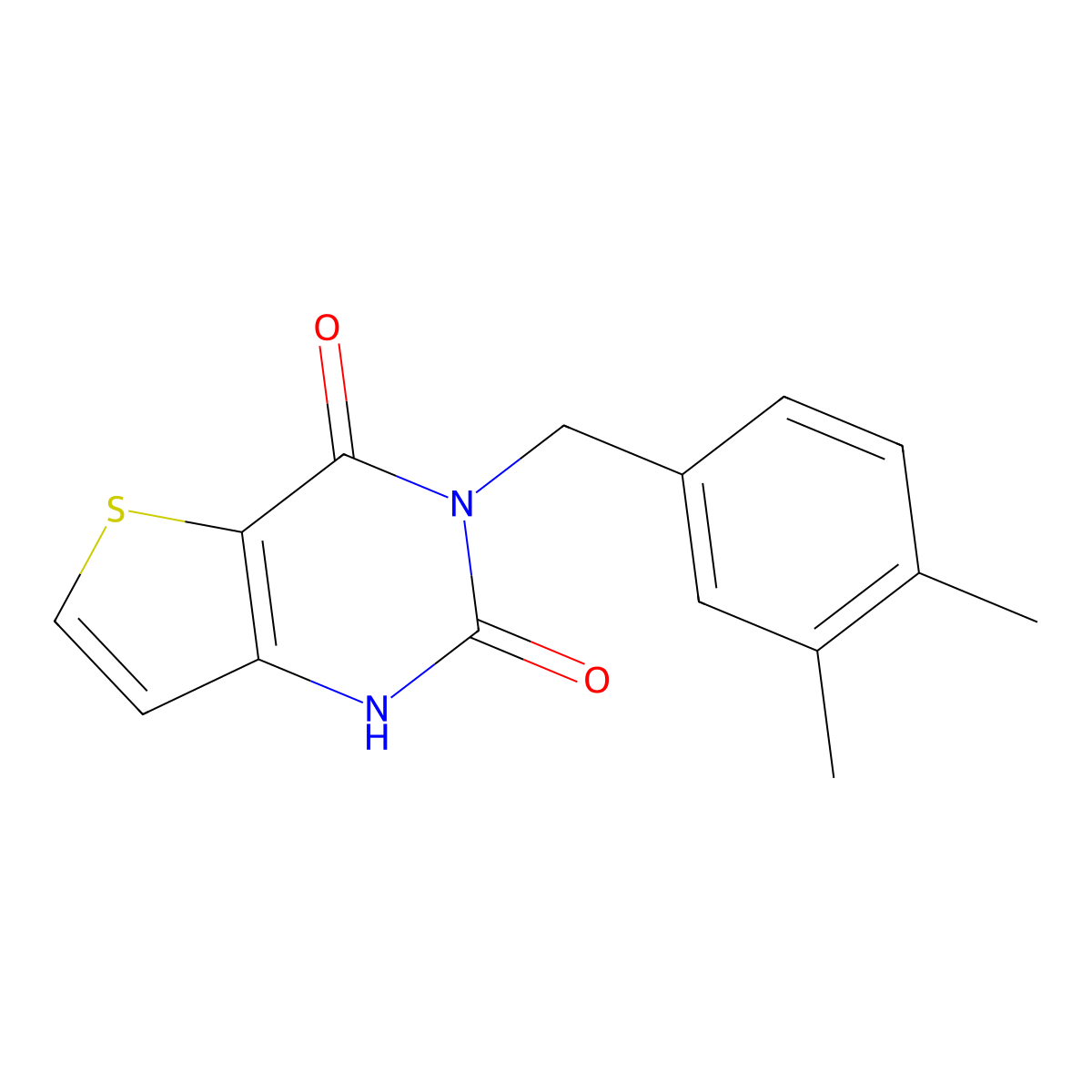 3-(3,4-dimethylbenzyl)thieno[3,2-d]pyrimidine-2,4(1H,3H)-dione molecular structure, CAS 1255787-77-9