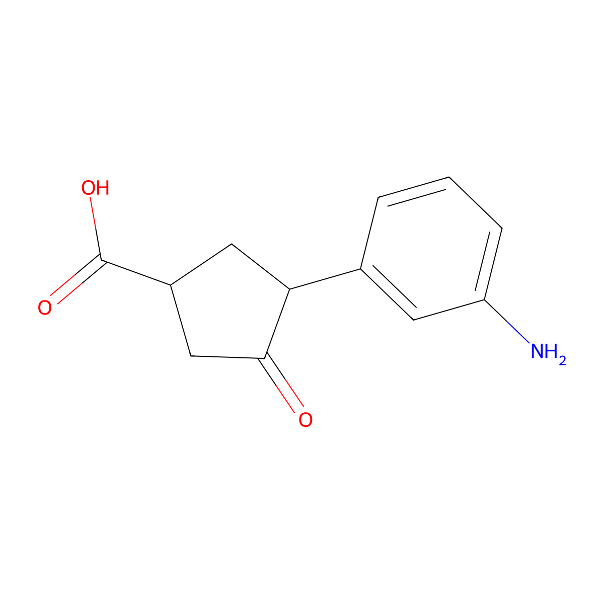 3-(3-Aminophenyl)-4-oxocyclopentanecarboxylic acid molecular structure, CAS 1255788-20-5