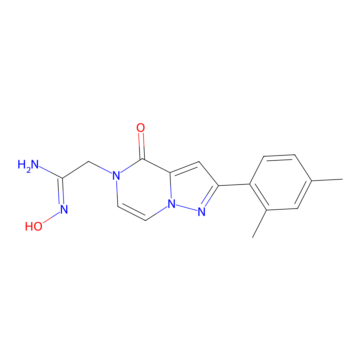 (1Z)-2-[2-(2,4-dimethylphenyl)-4-oxopyrazolo[1,5-a]pyrazin-5(4H)-yl]-N'-hydroxyethanimidamide molecular structure, CAS 1255790-95-4