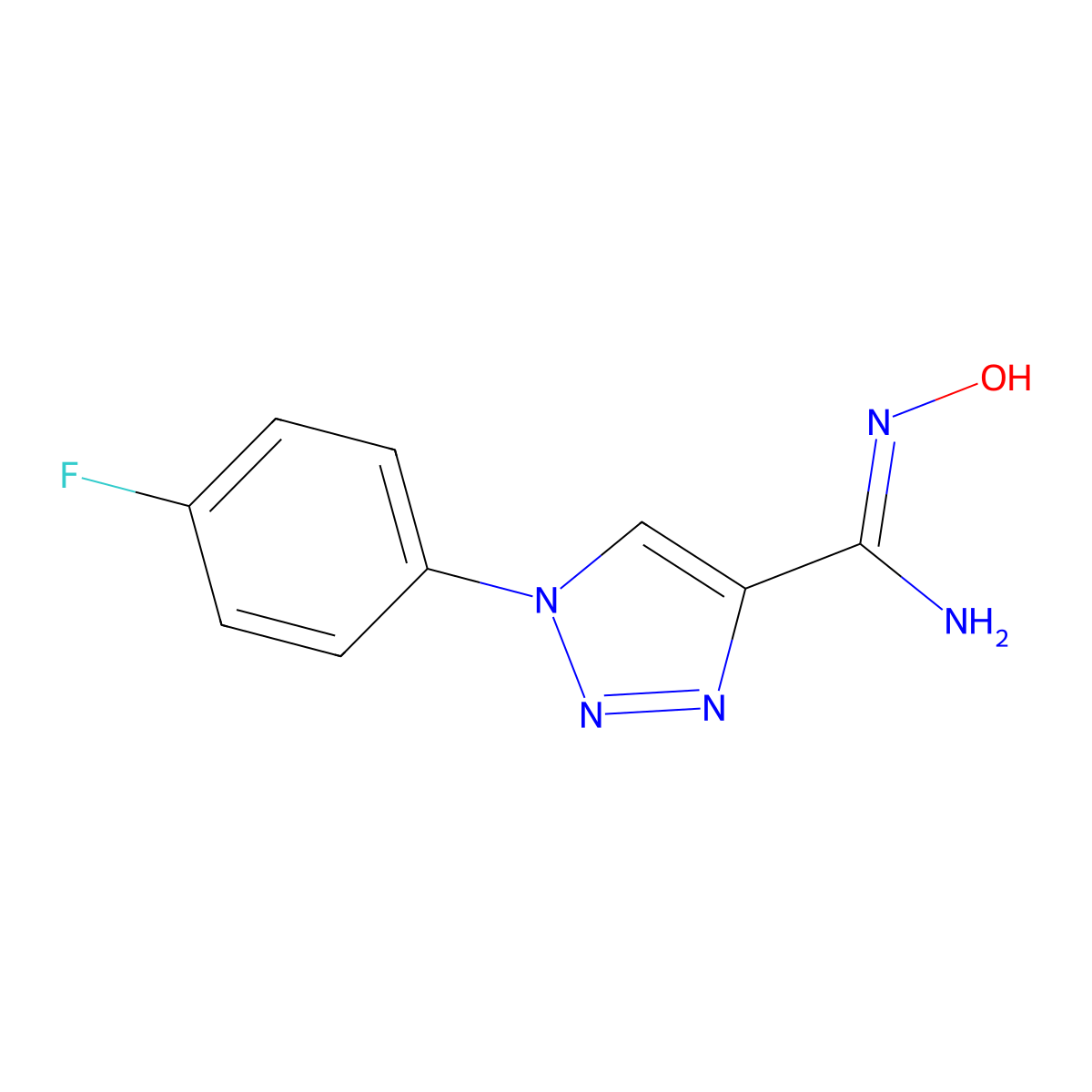1-(4-fluorophenyl)-N'-hydroxy-1H-1,2,3-triazole-4-carboximidamide molecular structure, CAS 1255791-09-3
