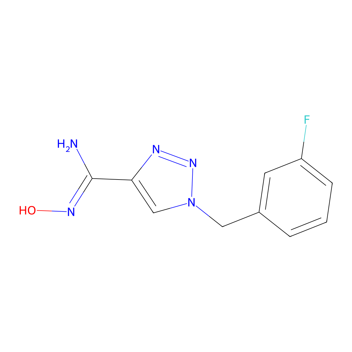1-(3-fluorobenzyl)-N'-hydroxy-1H-1,2,3-triazole-4-carboximidamide molecular structure, CAS 1255791-10-6