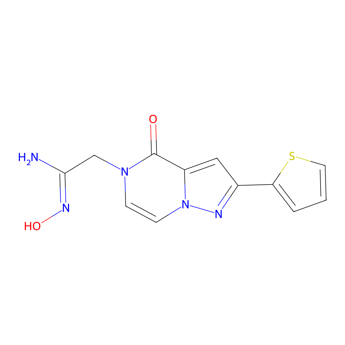 (1Z)-N'-hydroxy-2-[4-oxo-2-(thiophen-2-yl)pyrazolo[1,5-a]pyrazin-5(4H)-yl]ethanimidamide molecular structure, CAS 1255791-12-8