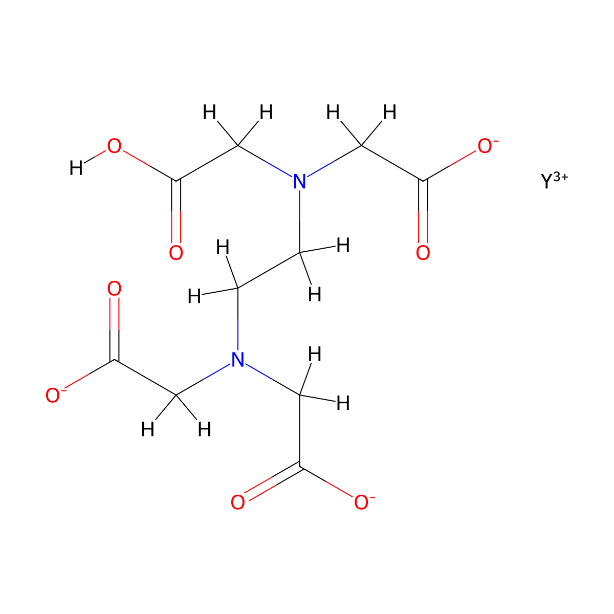 Acetic acid, (ethylenedinitrilo)tetra-, yttrium complex molecular structure, CAS 12558-71-3