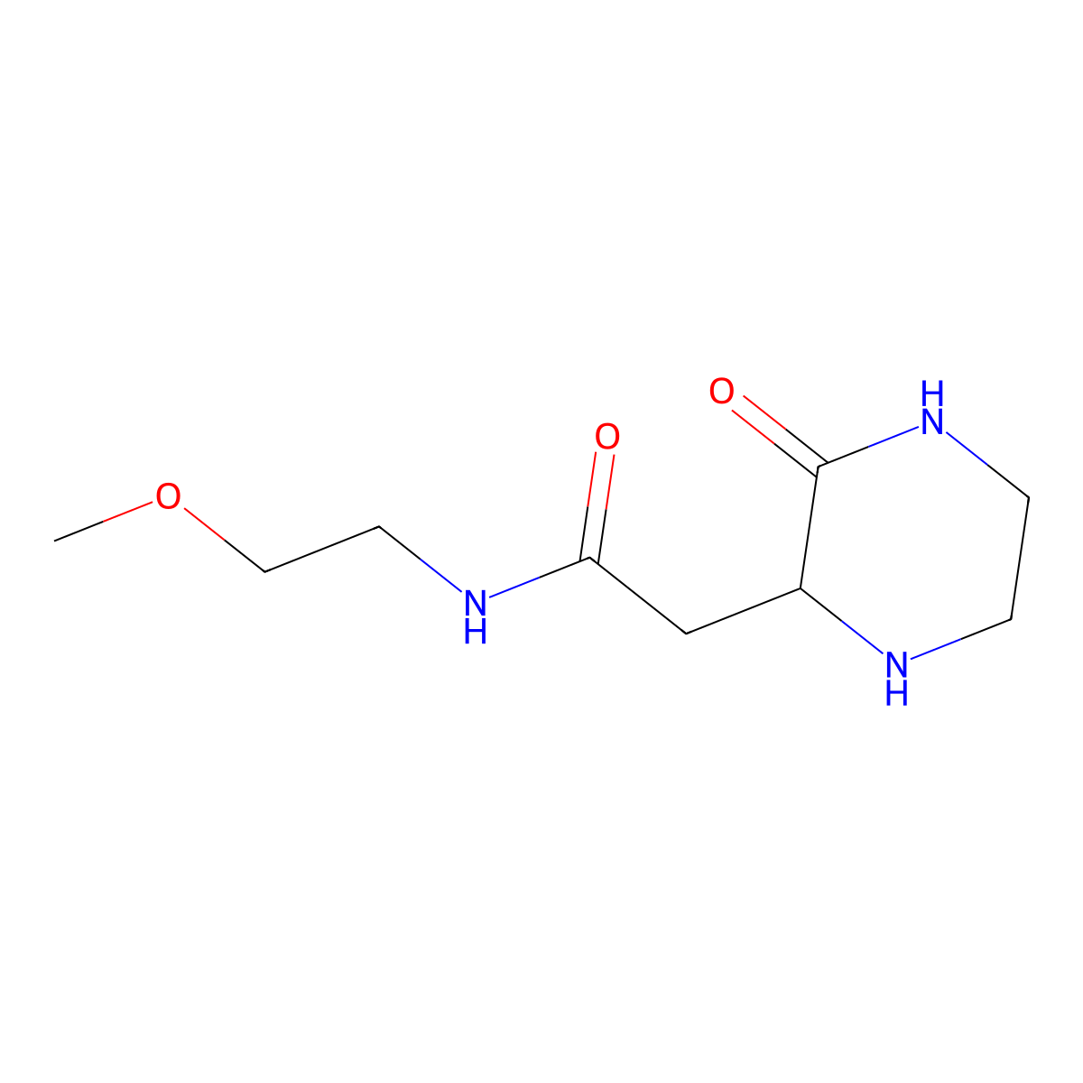 N-(2-methoxyethyl)-2-(3-oxopiperazin-2-yl)acetamide molecular structure, CAS 1255851-02-5