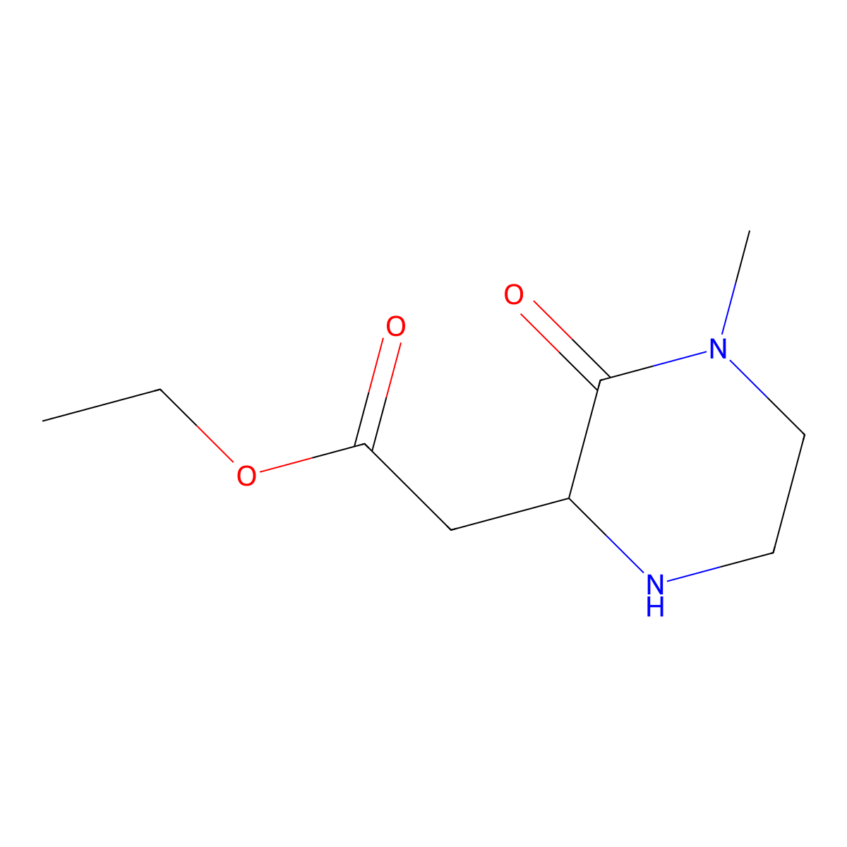 Ethyl 2-(4-methyl-3-oxopiperazin-2-yl)acetate molecular structure, CAS 1255853-74-7
