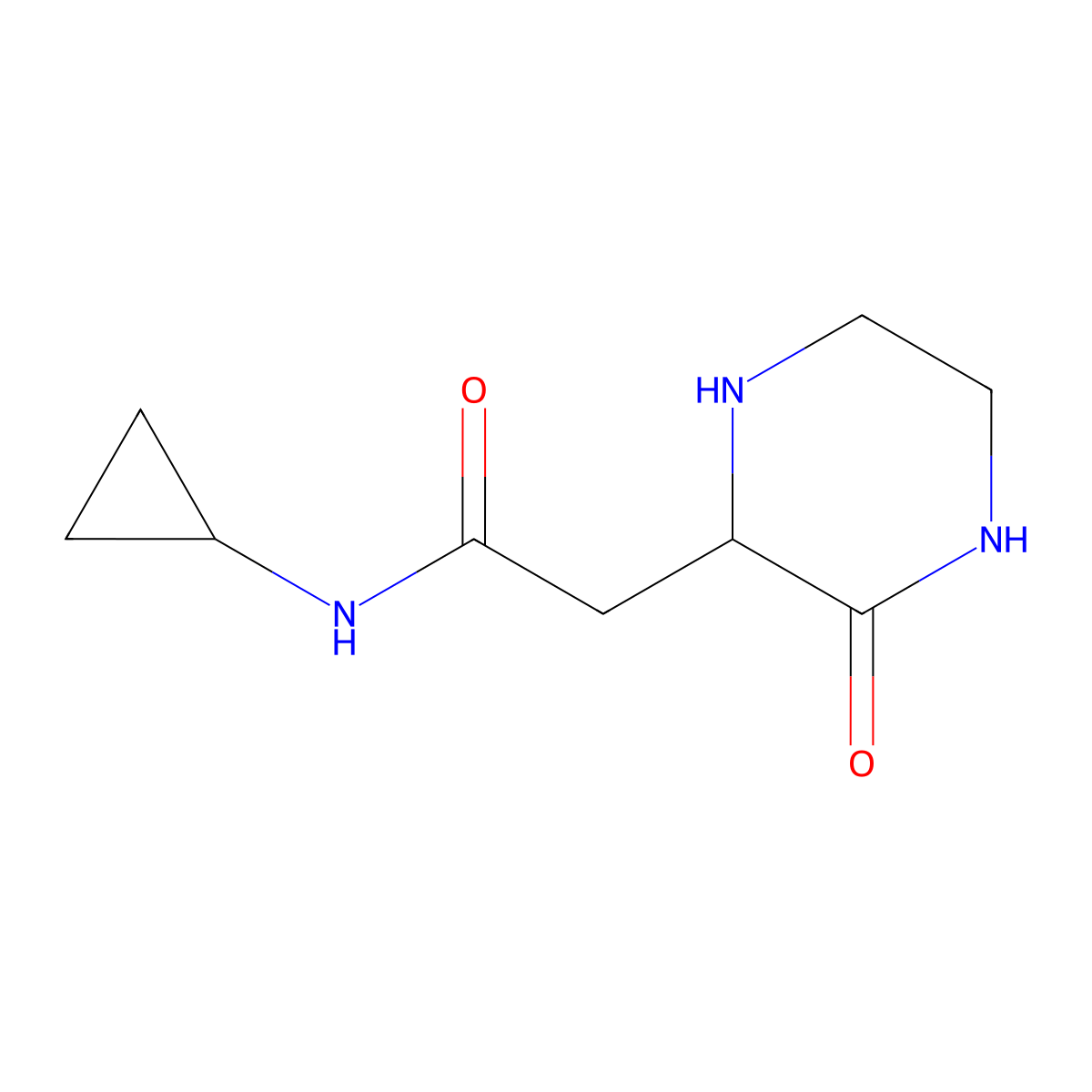N-cyclopropyl-2-(3-oxopiperazin-2-yl)acetamide molecular structure, CAS 1255856-50-8