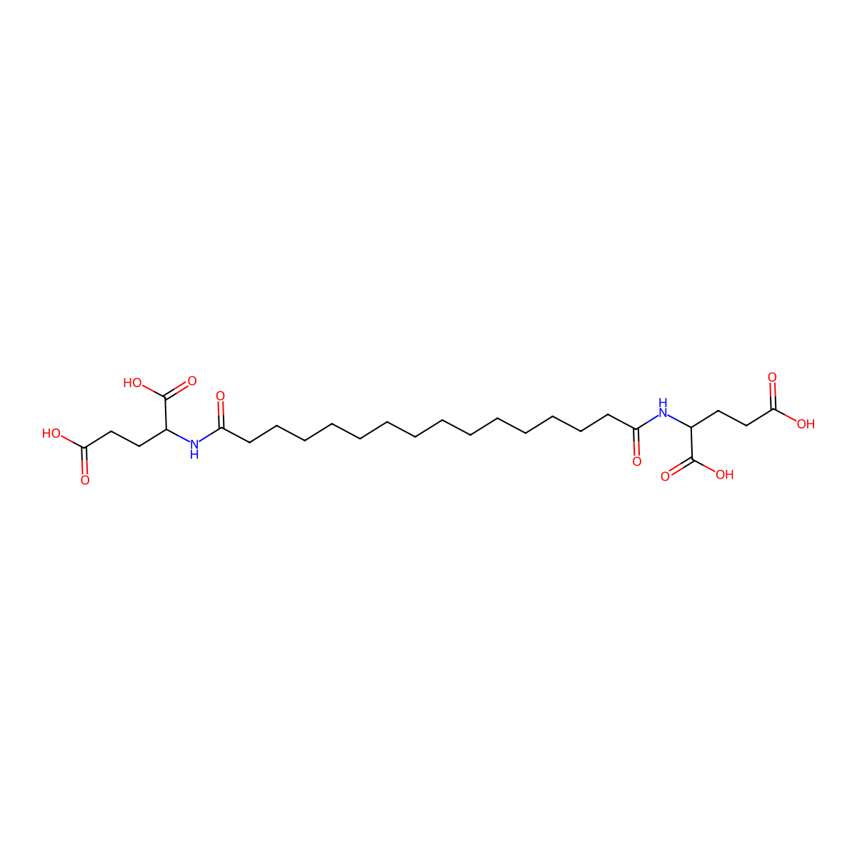 (2S,2'S)-2,2'-(Hexadecanedioylbis(azanediyl))dipentanedioic acid molecular structure, CAS 1255861-91-6