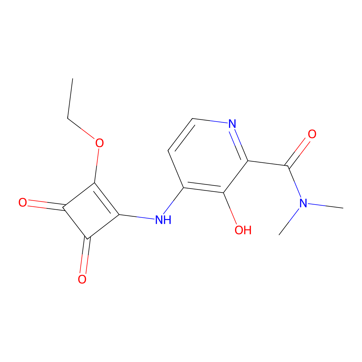 4-((2-Ethoxy-3,4-dioxocyclobut-1-EN-1-YL)amino)-3-hydroxy-N,N-dimethylpicolinamide molecular structure, CAS 1255917-94-2