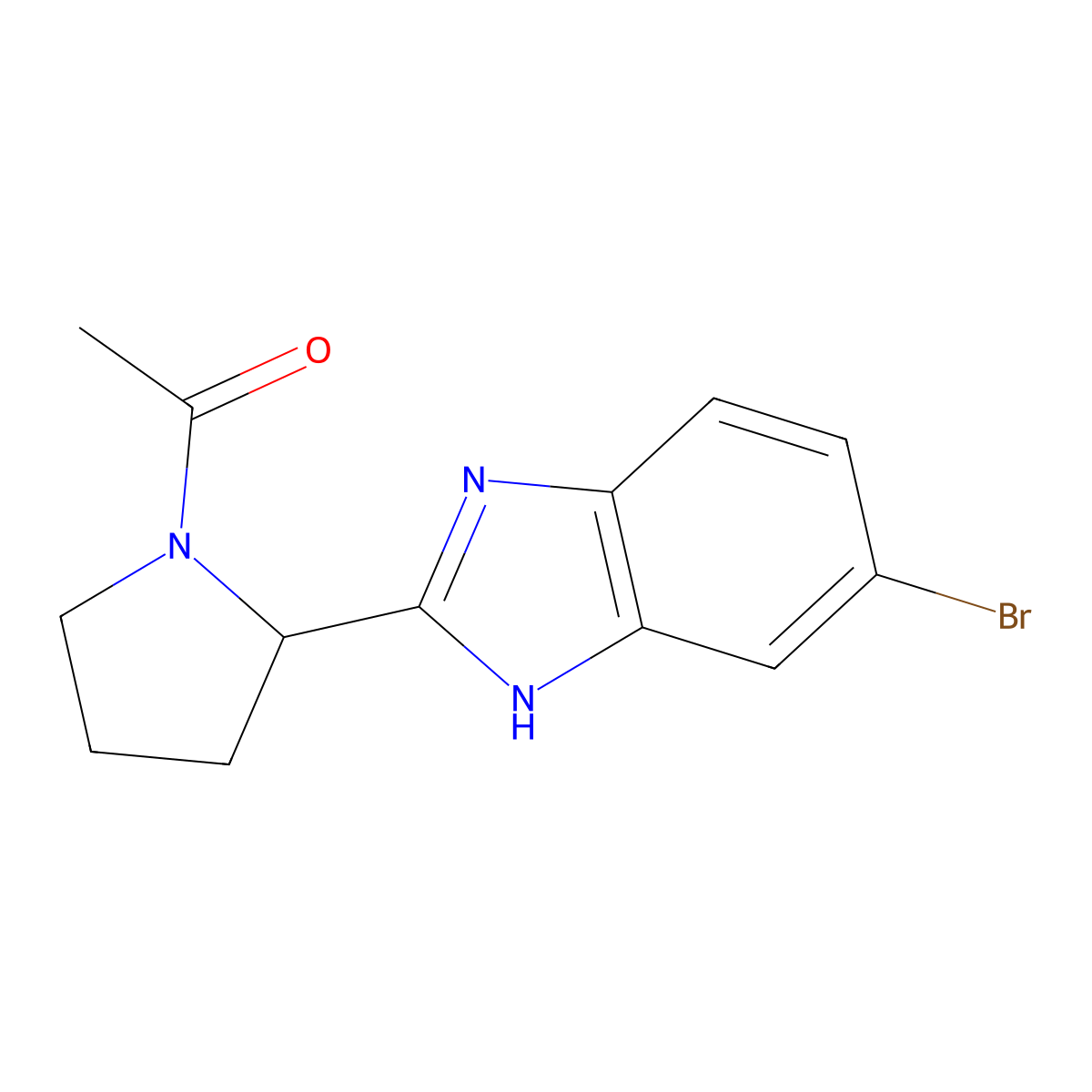 (S)-1-(2-(6-Bromo-1H-benzo[D]imidazol-2-YL)pyrrolidin-1-YL)ethanone molecular structure, CAS 1255936-18-5