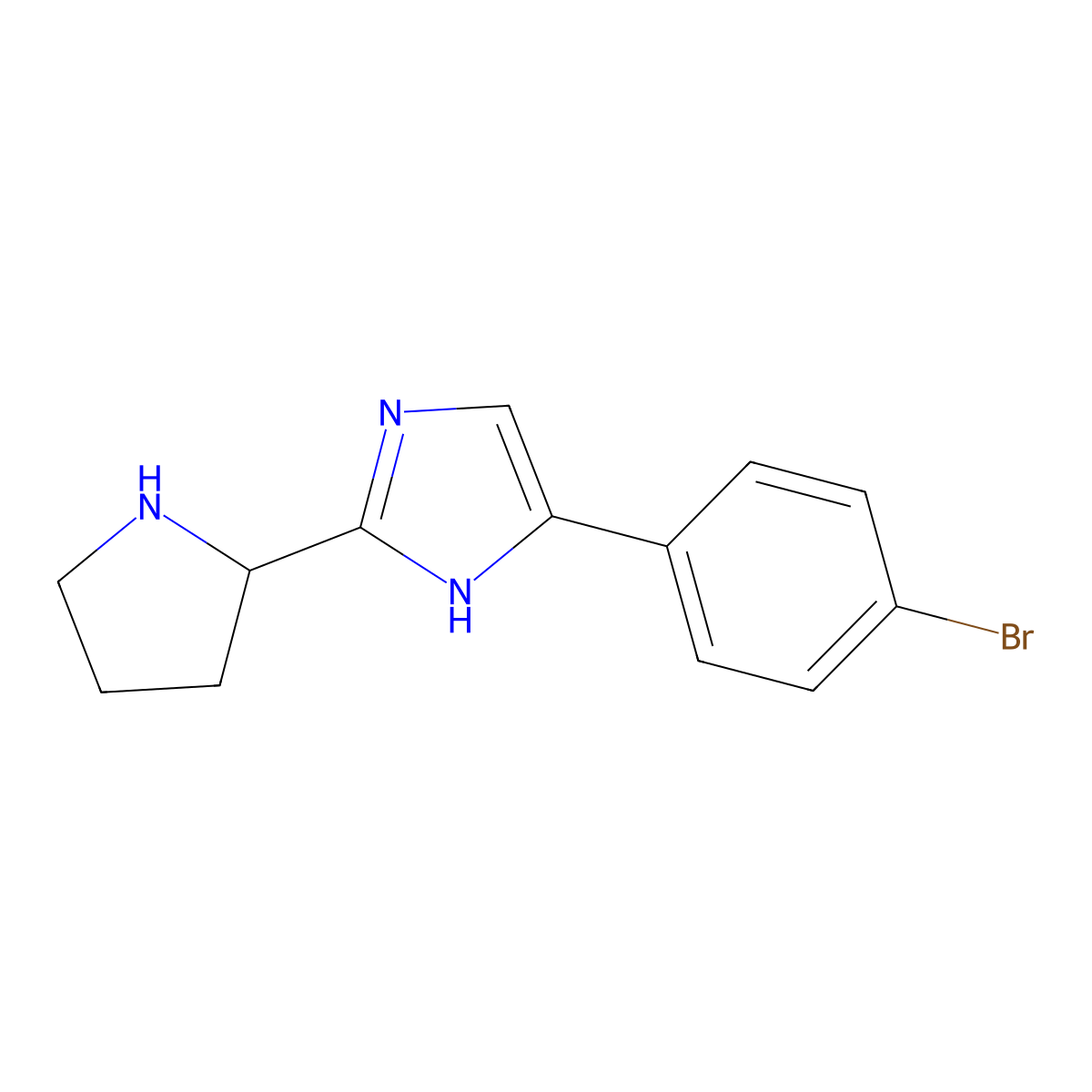 (S)-5-(4-bromophenyl)-2-(pyrrolidin-2-yl)-1H-imidazole molecular structure, CAS 1255936-24-3