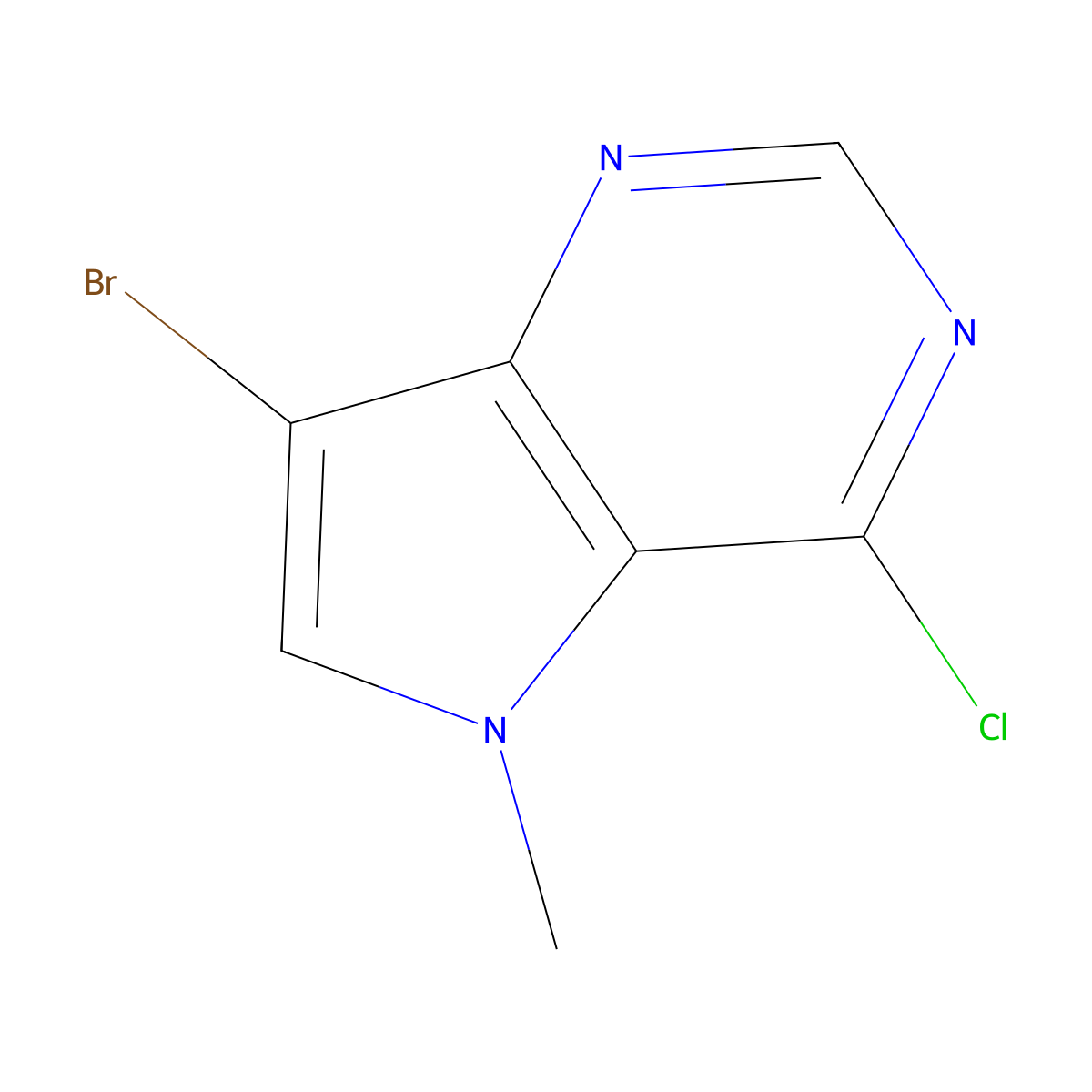 7-bromo-4-chloro-5-methyl-5H-pyrrolo[3,2-d]pyrimidine molecular structure, CAS 1255939-58-2