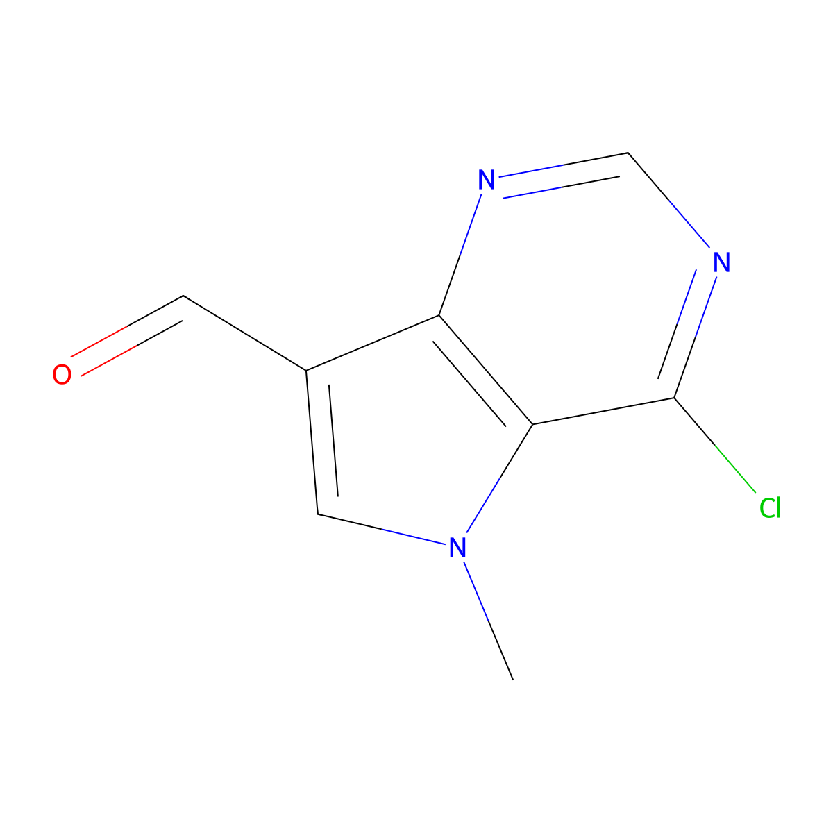 4-Chloro-5-methyl-5H-pyrrolo[3,2-d]pyrimidine-7-carbaldehyde molecular structure, CAS 1255939-60-6