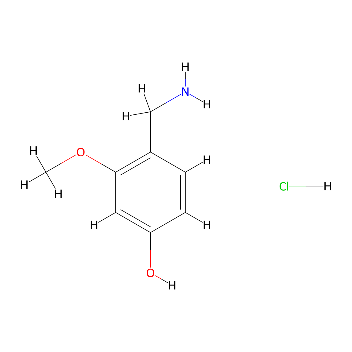 4-(Aminomethyl)-3-methoxyphenol hydrochloride molecular structure, CAS 1255942-75-6