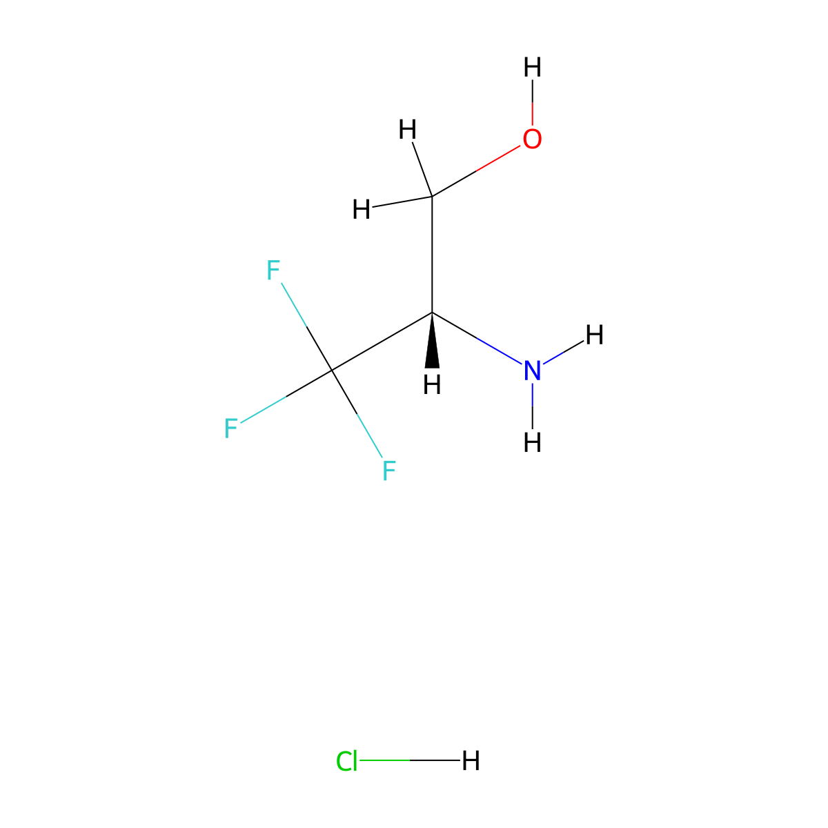 (2S)-2-amino-3,3,3-trifluoropropan-1-ol hydrochloride molecular structure, CAS 1255946-09-8