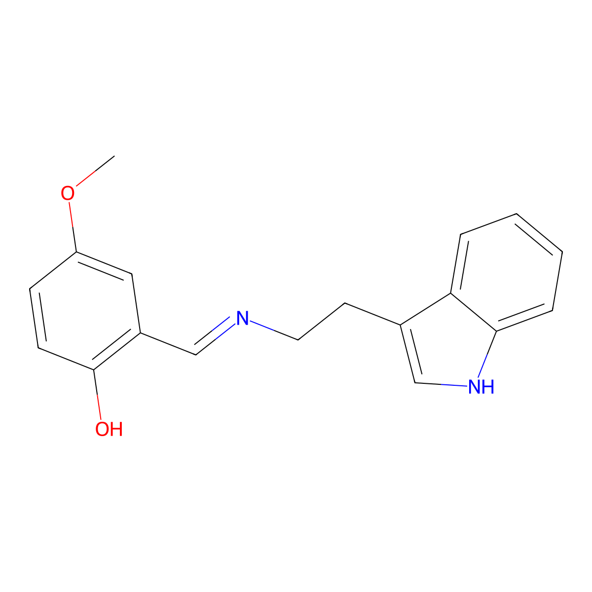 2-(((2-(1H-Indol-3-yl)ethyl)imino)methyl)-4-methoxyphenol molecular structure, CAS 125598-67-6