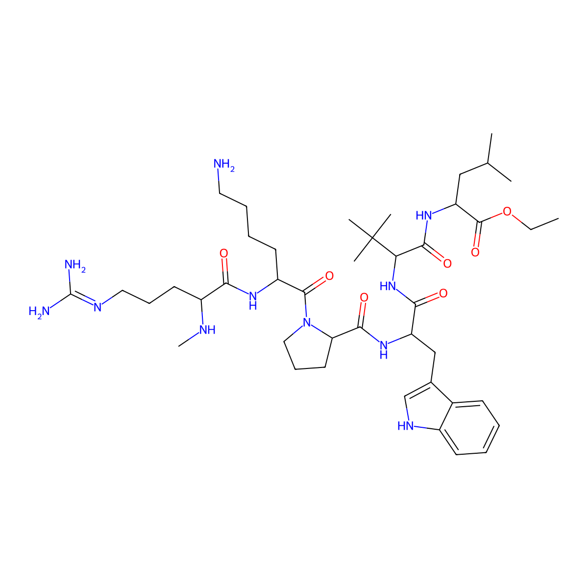 Methylarginyl-lysyl-prolyl-tryptophyl-tert-leucyl-leucyl-ethyl ester molecular structure, CAS 125600-60-4