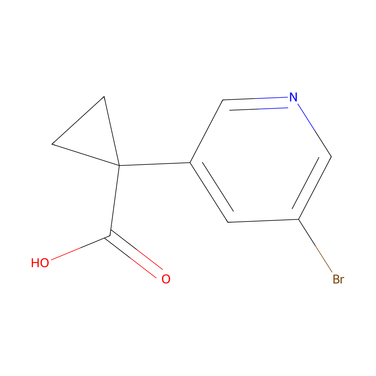 1-(5-Bromopyridin-3-YL)cyclopropane-1-carboxylic acid molecular structure, CAS 1256038-40-0
