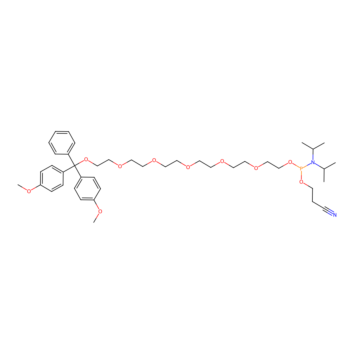 Hexaethylene glycol phosphoramidite molecular structure, CAS 125607-09-2