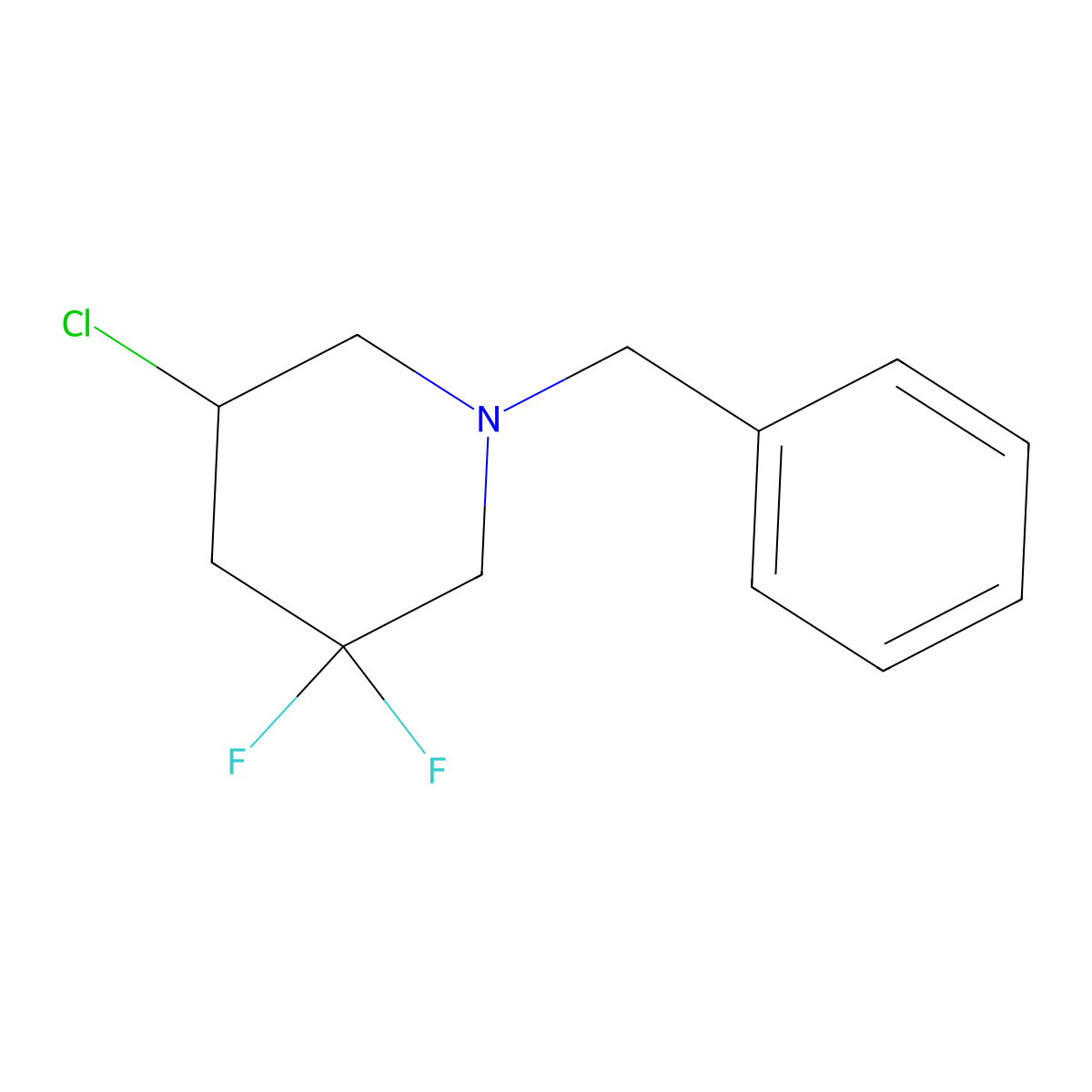 1-Benzyl-5-chloro-3,3-difluoro-piperidine molecular structure, CAS 1256080-90-6