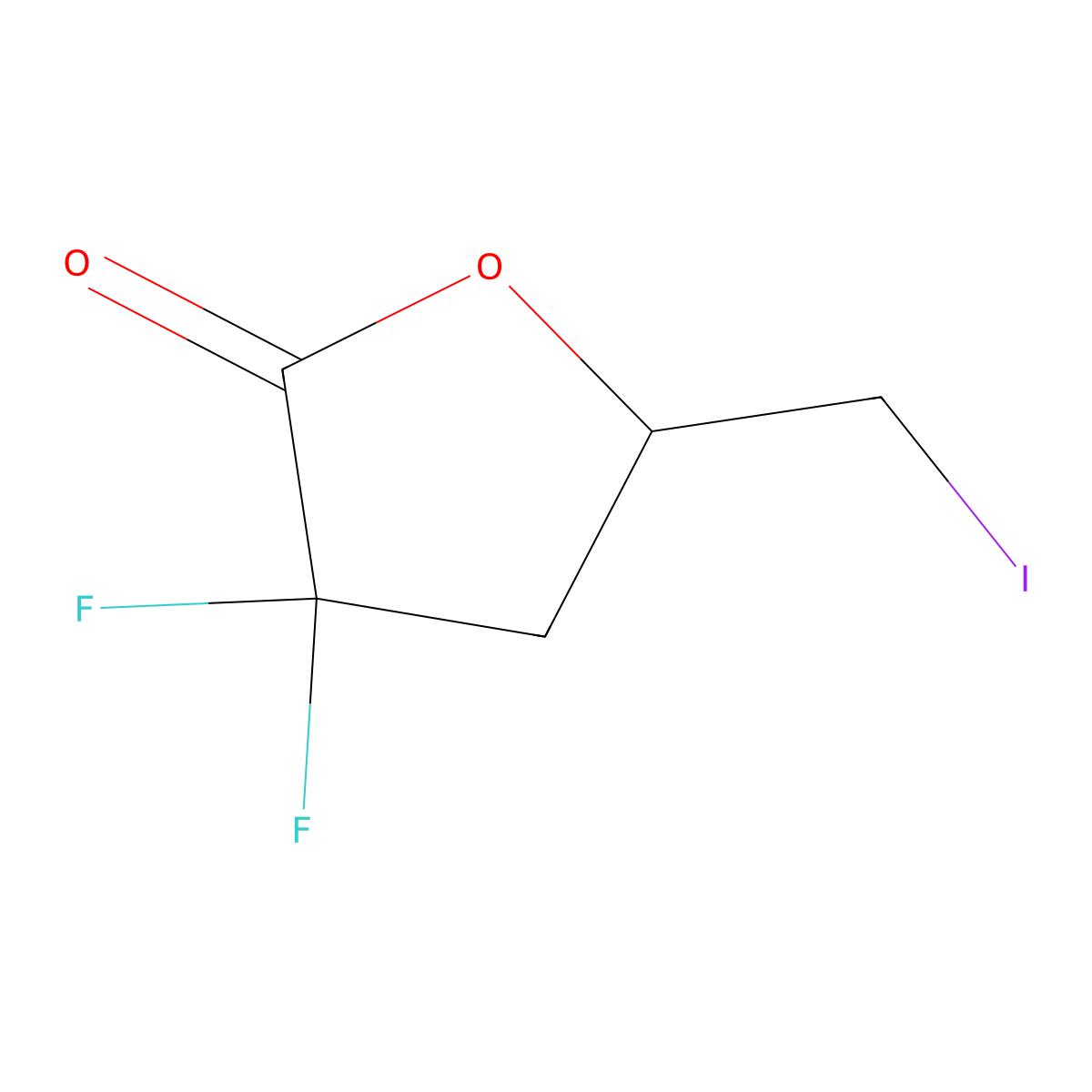 3,3-Difluoro-5-(iodomethyl)oxolan-2-one molecular structure, CAS 1256080-97-3