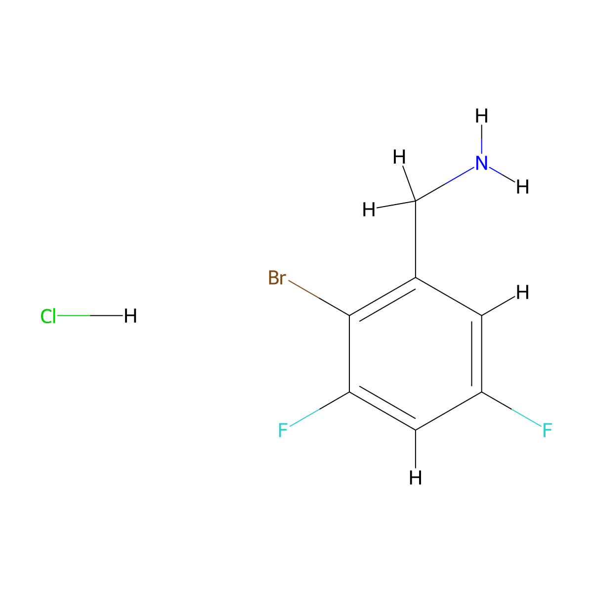 1-(2-Bromo-3,5-difluorophenyl)methanamine hydrochloride molecular structure, CAS 1256081-80-7