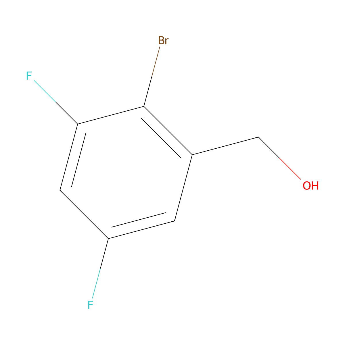 (2-Bromo-3,5-difluorophenyl)methanol molecular structure, CAS 1256081-83-0