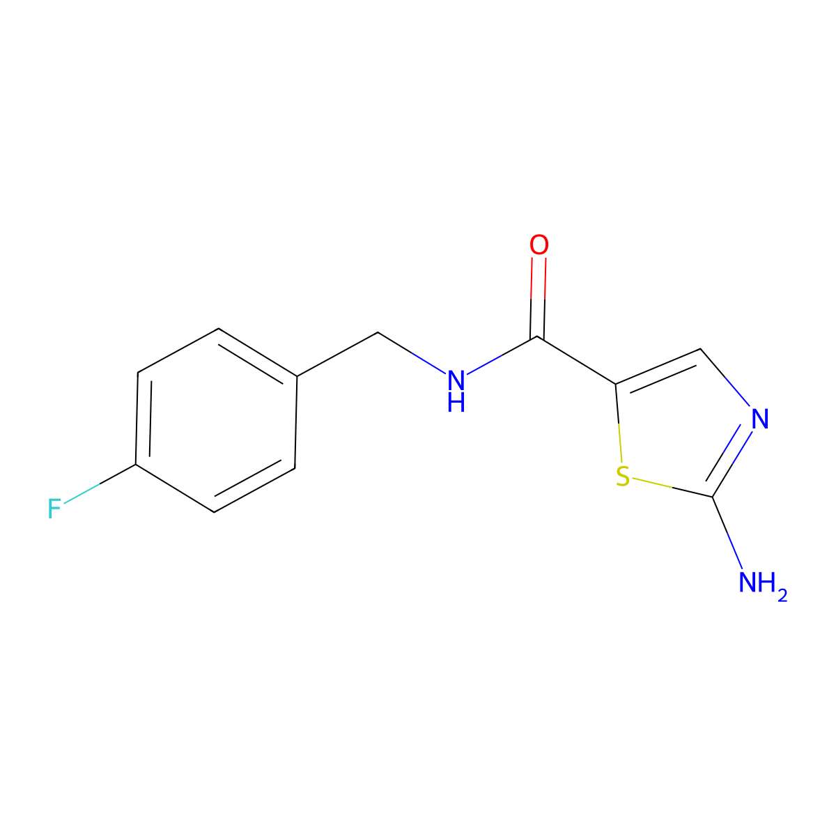 2-amino-N-(4-fluorobenzyl)thiazole-5-carboxamide molecular structure, CAS 1256096-83-9