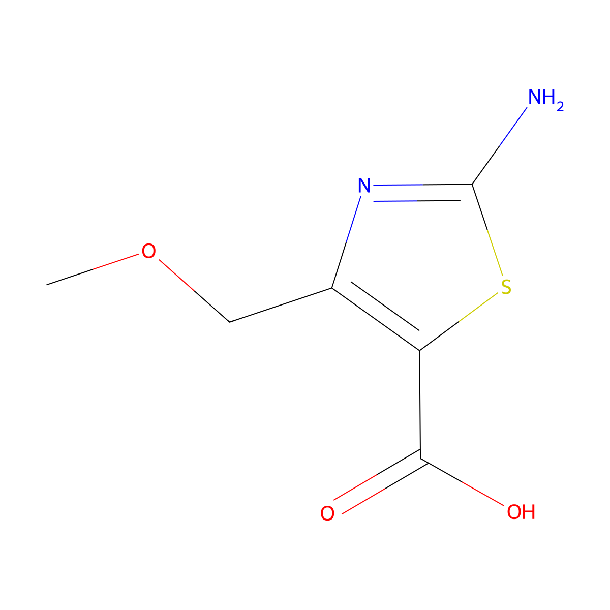 2-Amino-4-(methoxymethyl)-1,3-thiazole-5-carboxylic acid molecular structure, CAS 1256097-93-4