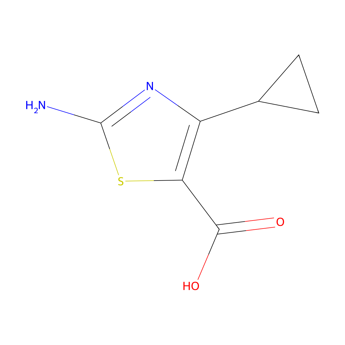 2-Amino-4-cyclopropyl-1,3-thiazole-5-carboxylic acid molecular structure, CAS 1256097-94-5