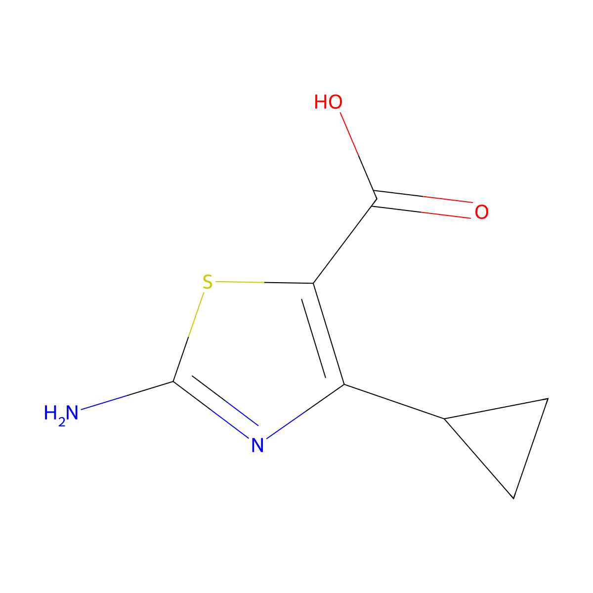 2-Amino-4-cyclopropyl-1,3-thiazole-5-carboxylic acid molecular structure, CAS 1256097-94-5