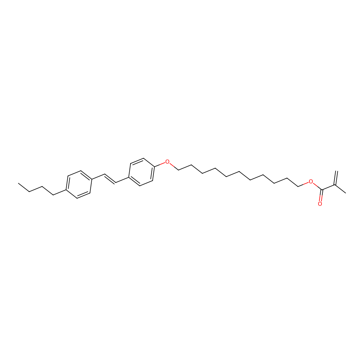 (E)-11-(4-(4-Butylstyryl)phenoxy)undecyl methacrylate molecular structure, CAS 1256100-71-6