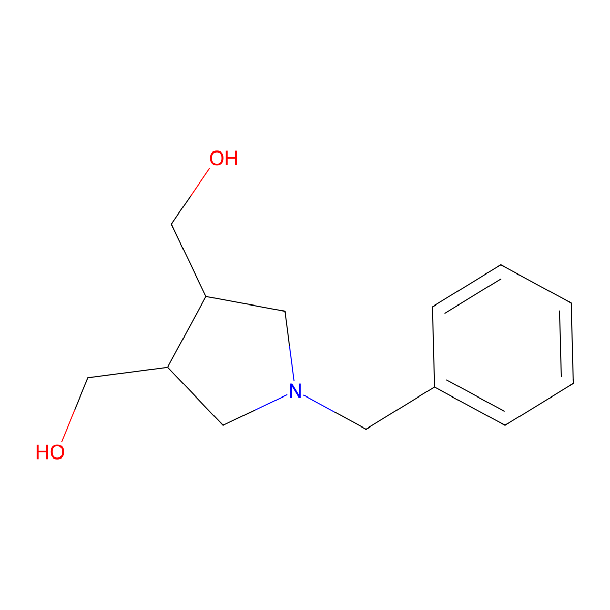 [1-Benzyl-4-(hydroxymethyl)pyrrolidin-3-yl]methanol molecular structure, CAS 1256106-48-5
