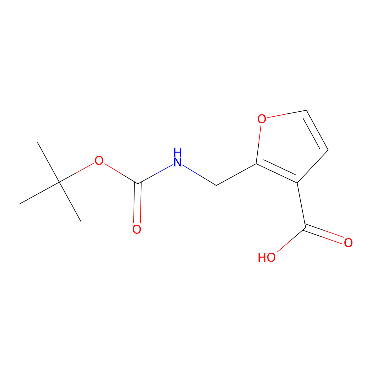 2-((((Tert-butoxy)carbonyl)amino)methyl)furan-3-carboxylic acid molecular structure, CAS 1256156-45-2