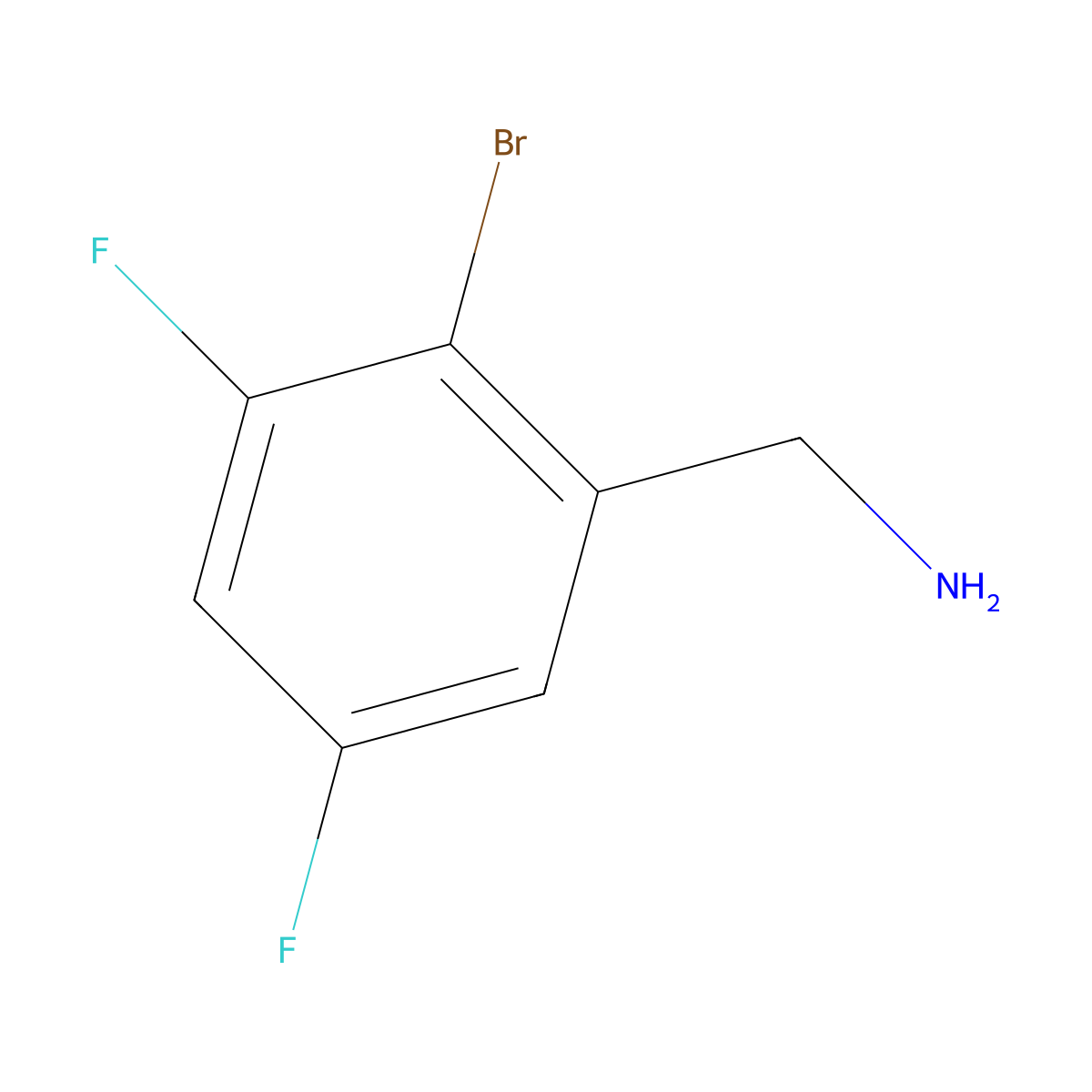 (2-Bromo-3,5-difluorophenyl)methanamine molecular structure, CAS 1256238-51-3