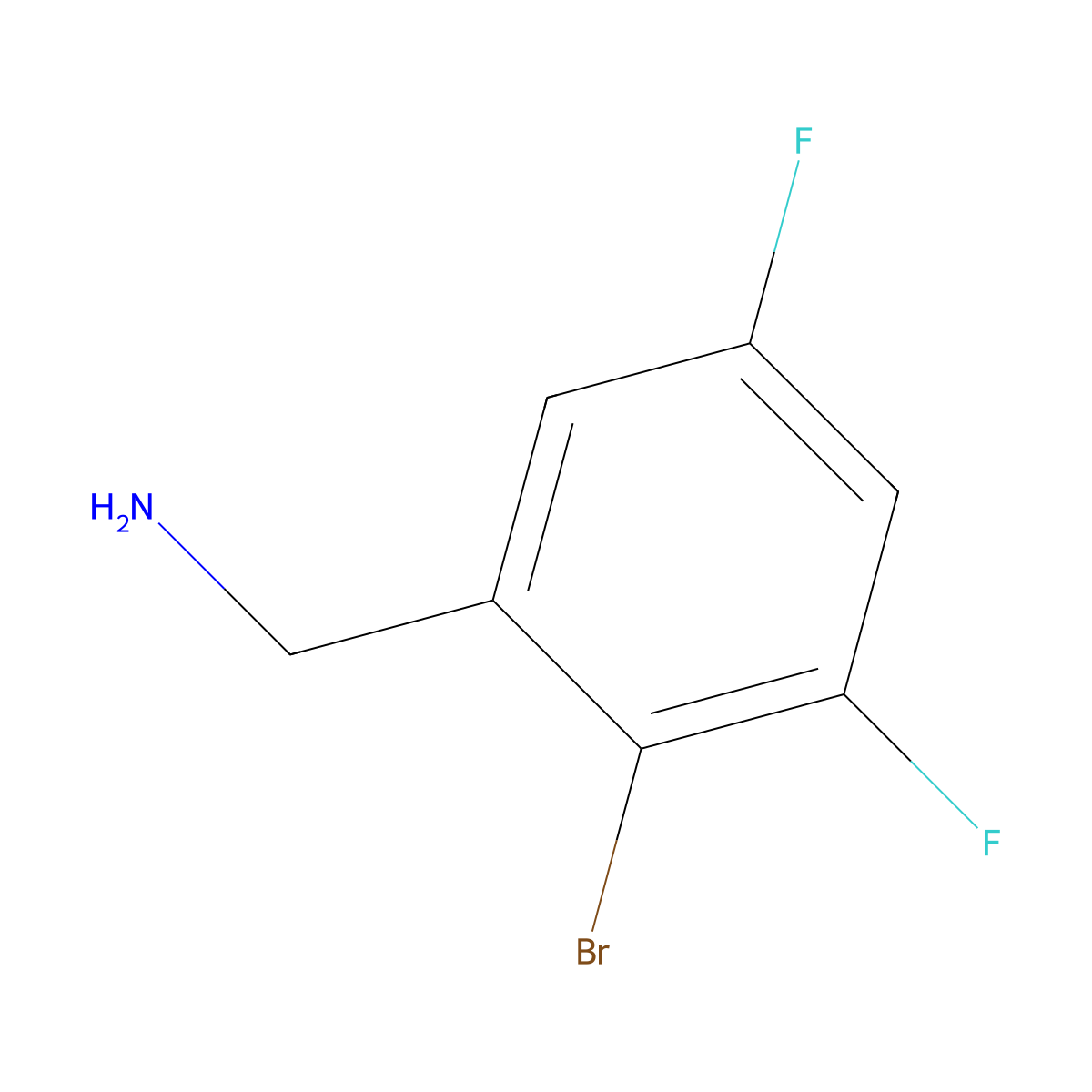 (2-Bromo-3,5-difluorophenyl)methanamine molecular structure, CAS 1256238-51-3