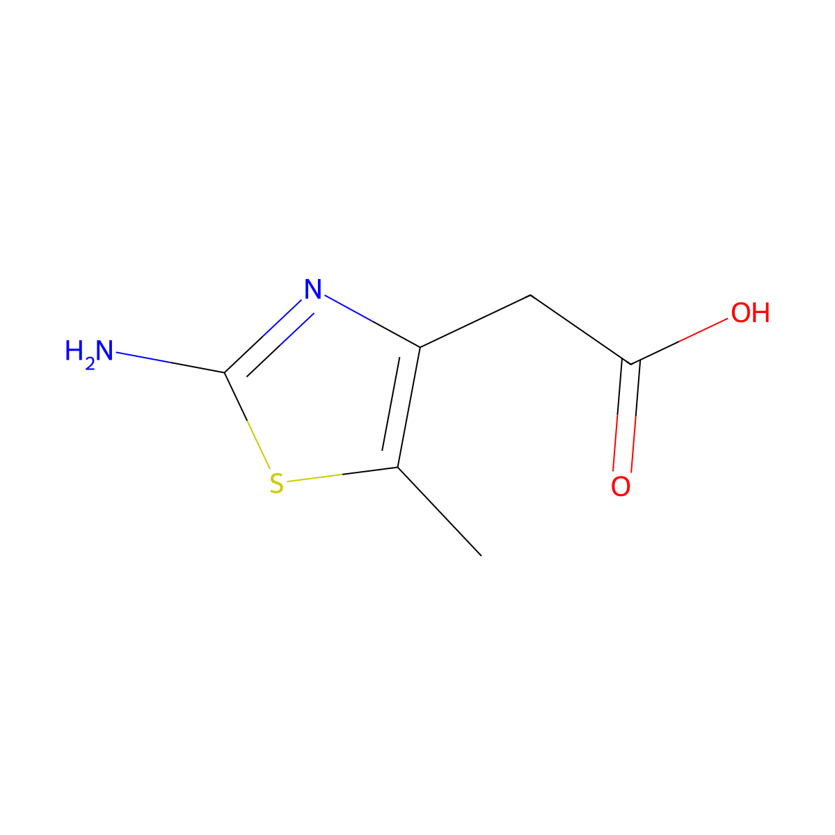 2-(2-Amino-5-methyl-1,3-thiazol-4-yl)acetic acid molecular structure, CAS 1256238-91-1