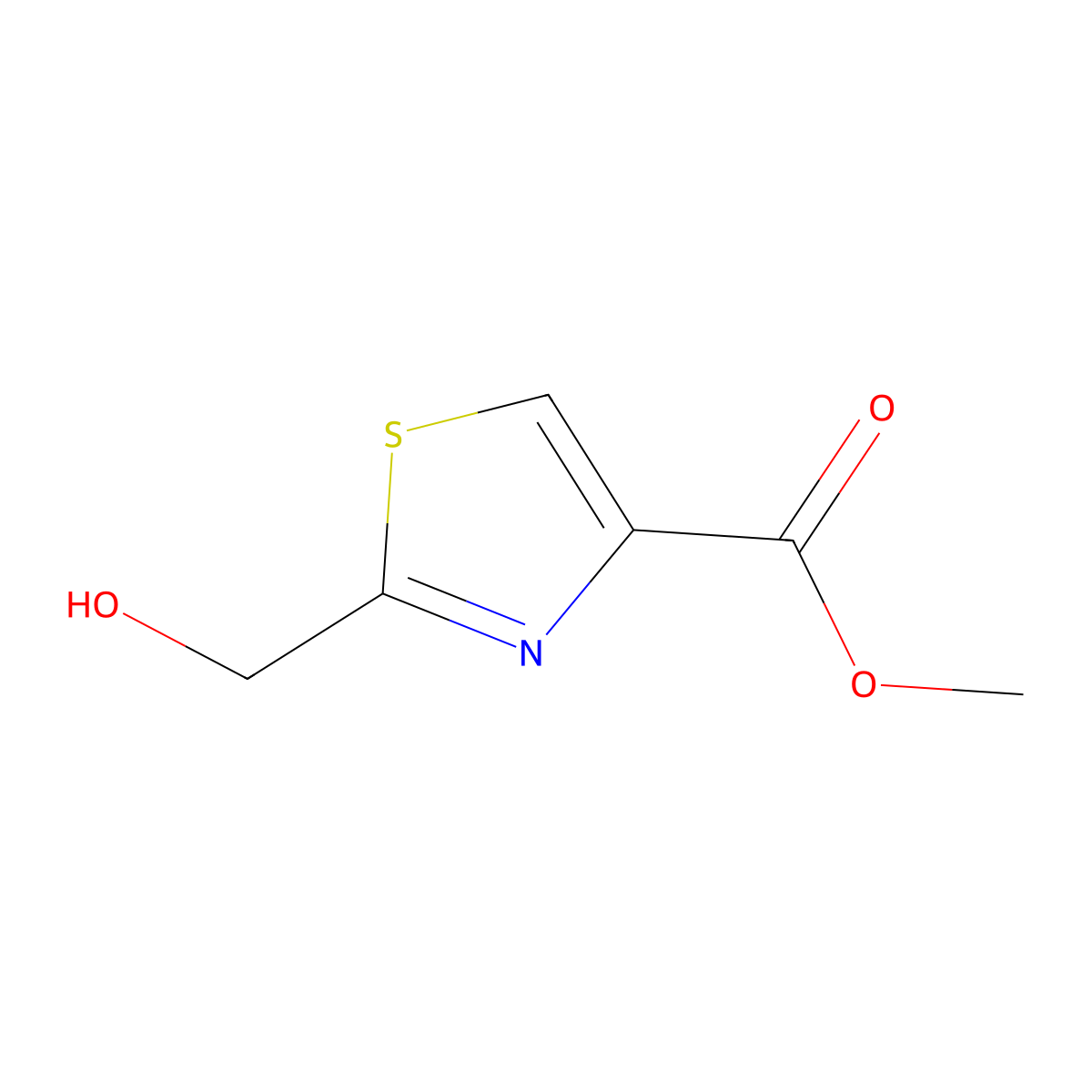 Methyl 2-(hydroxymethyl)thiazole-4-carboxylate molecular structure, CAS 1256240-34-2