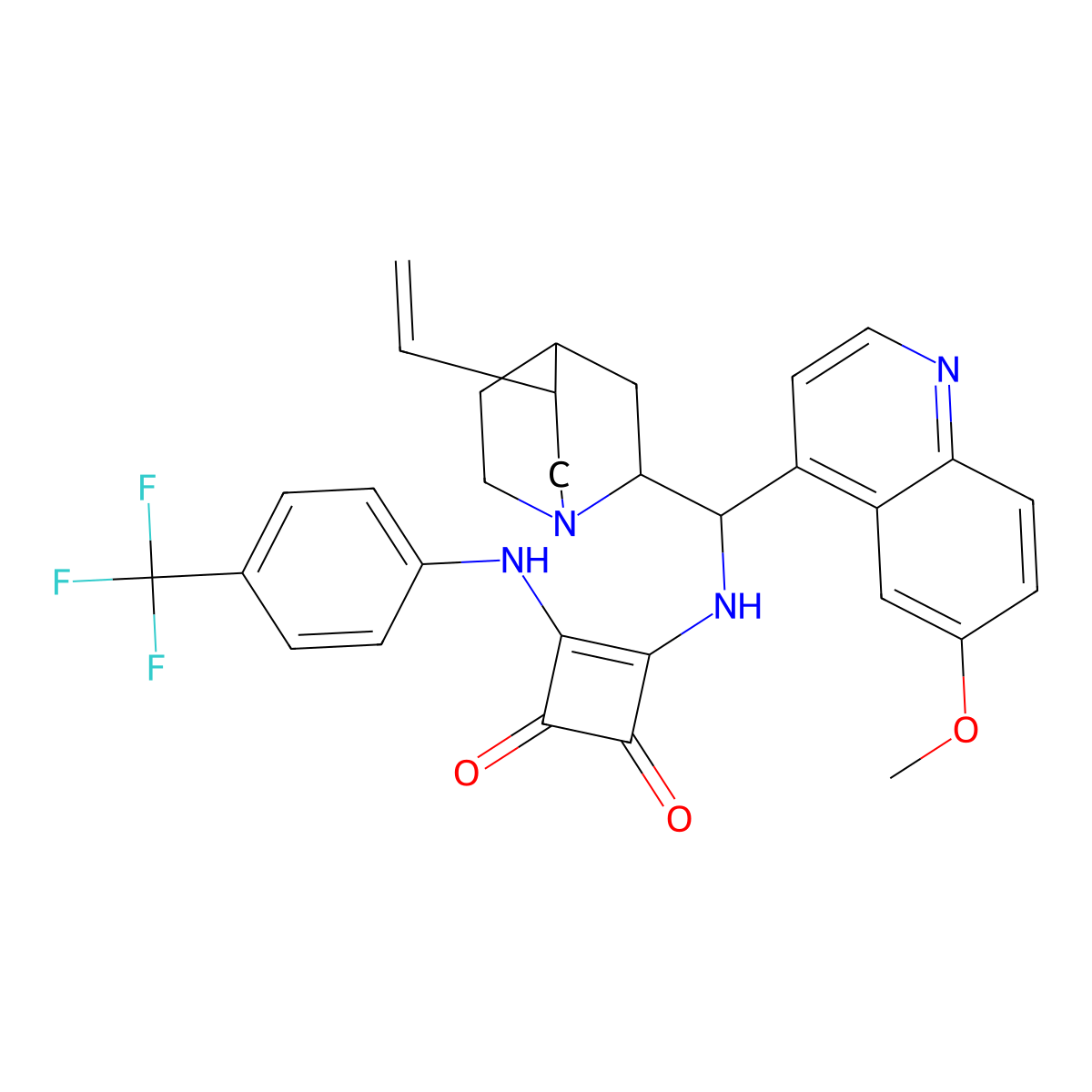 3-[[(9R)-6'-Methoxycinchonan-9-yl]aMino]-4-[[4-(trifluoroMethyl)phenyl]aMino]-3-Cyclobutene-1,2-dione molecular structure, CAS 1256245-80-3