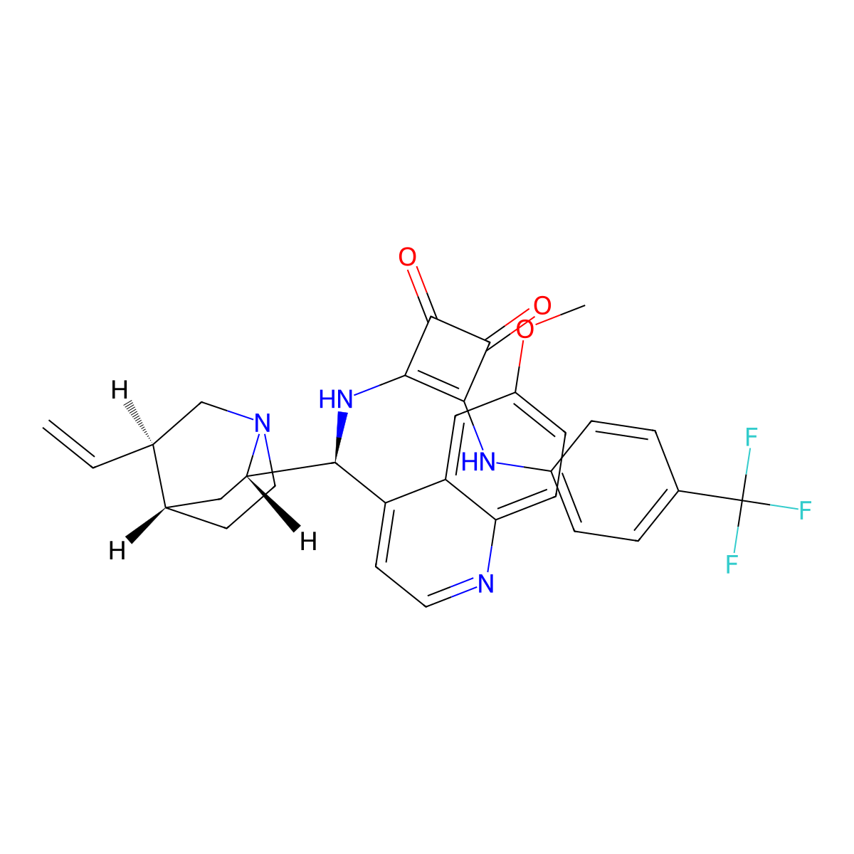 3-[[(8alpha,9S)-6'-Methoxycinchonan-9-yl]aMino]-4-[[4-(trifluoroMethyl)phenyl]aMino]-3-Cyclobutene-1,2-dione molecular structure, CAS 1256245-85-8