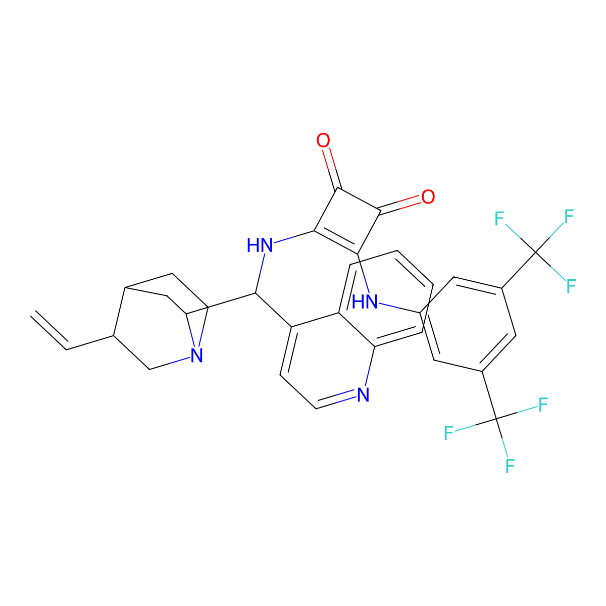 3-[[3,5-bis(trifluoroMethyl)phenyl]aMino]-4-[(8alpha,9S)-cinchonan-9-ylaMino]-3-Cyclobutene-1,2-dione molecular structure, CAS 1256245-86-9