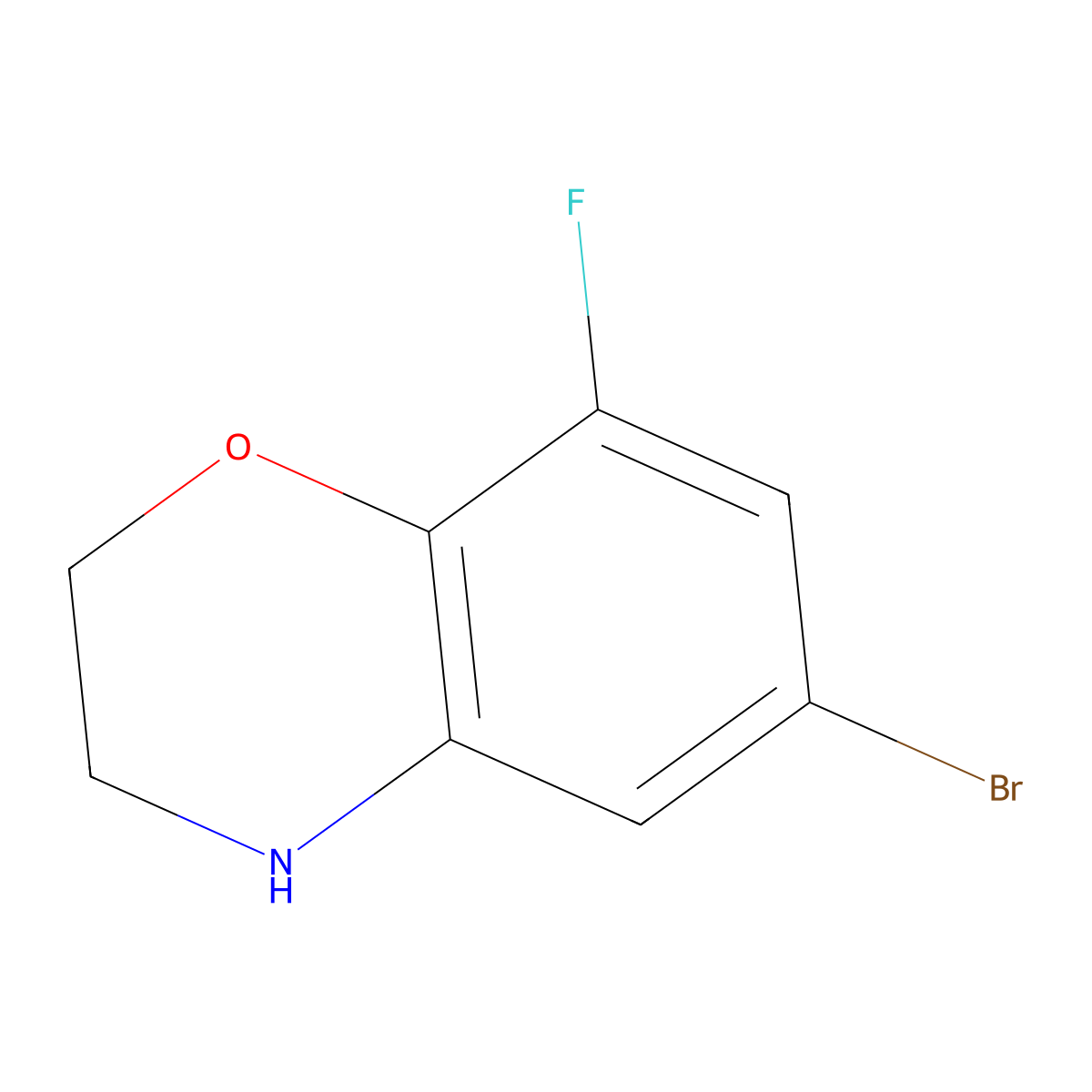 6-Bromo-8-fluoro-3,4-dihydro-2H-1,4-benzoxazine molecular structure, CAS 1256255-94-3