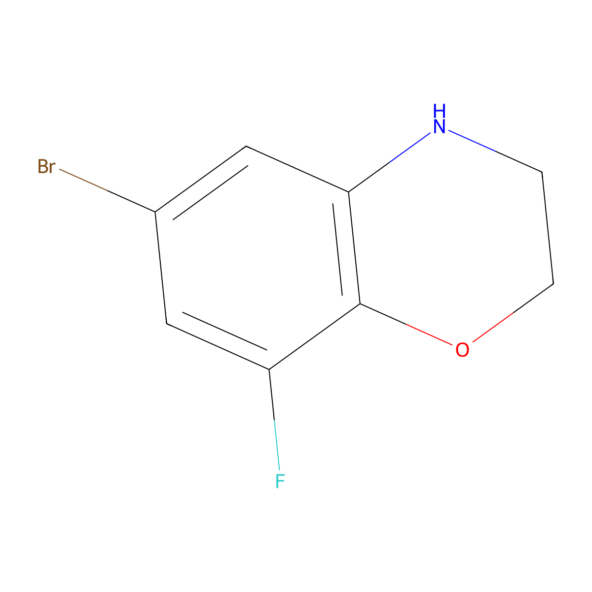 6-Bromo-8-fluoro-3,4-dihydro-2H-1,4-benzoxazine molecular structure, CAS 1256255-94-3